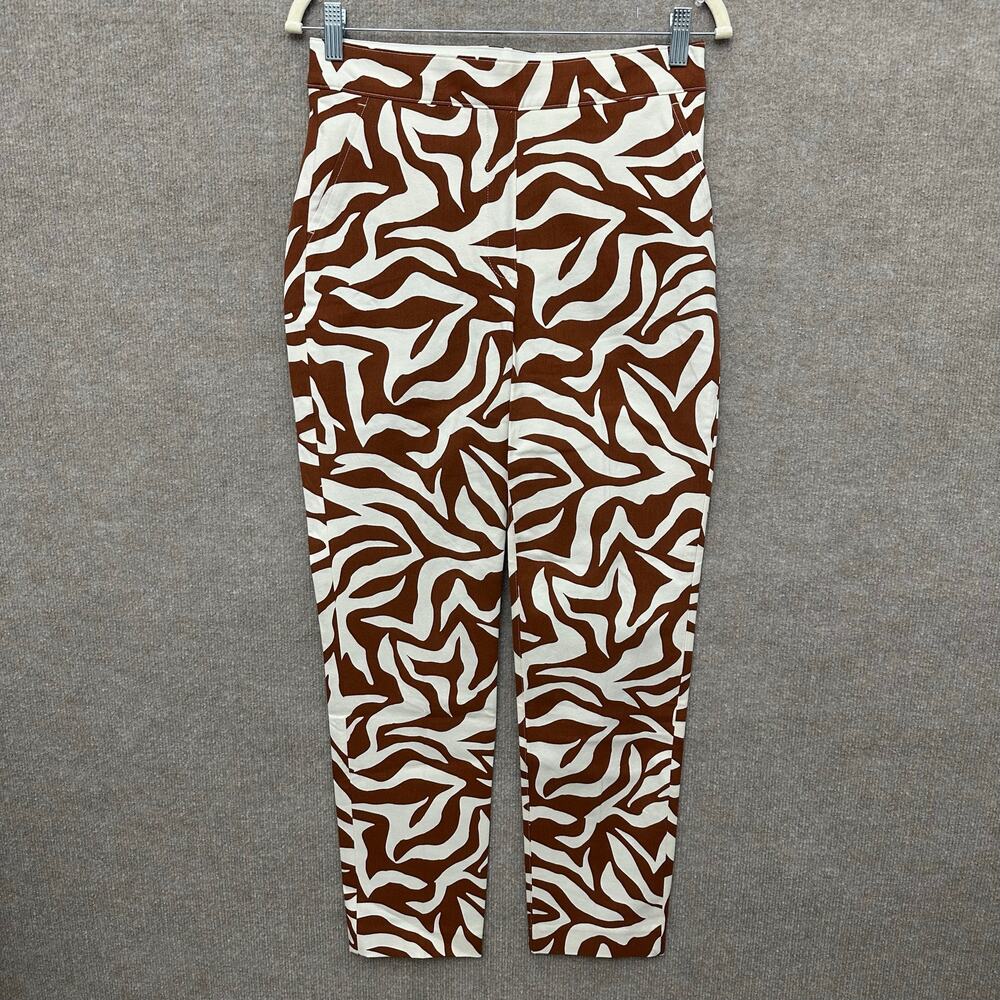 Spanx On-The-Go Ankle Slim Straight Pants Zebra Clay Brown Cream S Maximalist